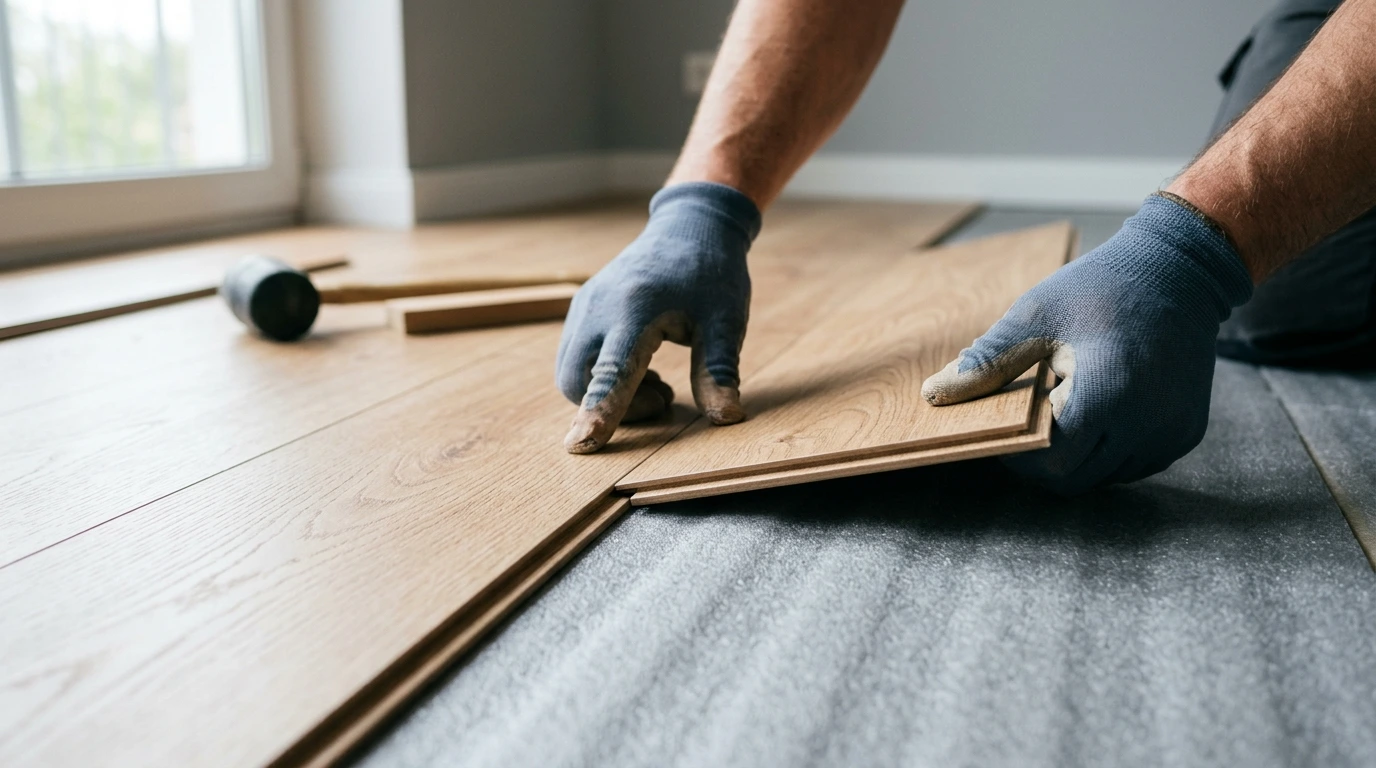 Clipsage d'une lame de parquet flottant