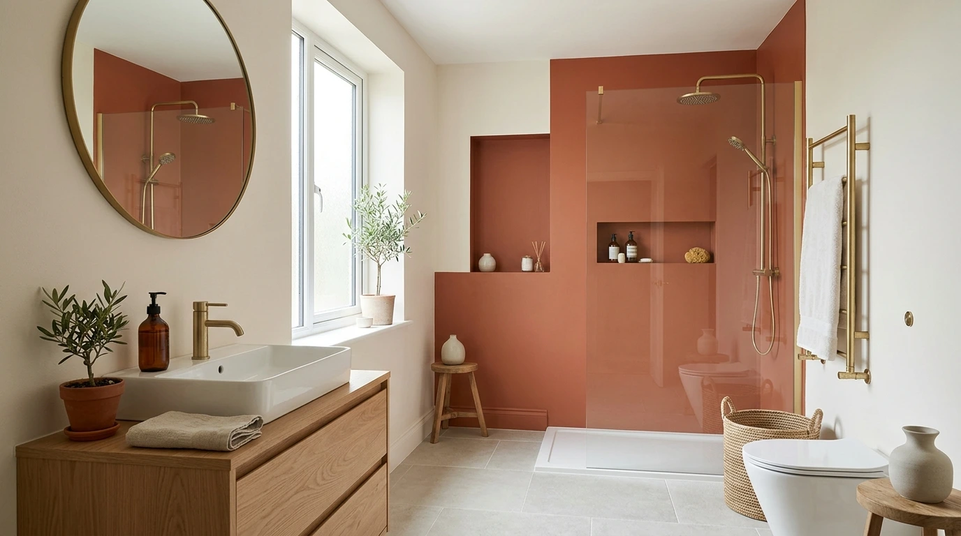 Salle de bain fraîchement repeinte, finition satinée