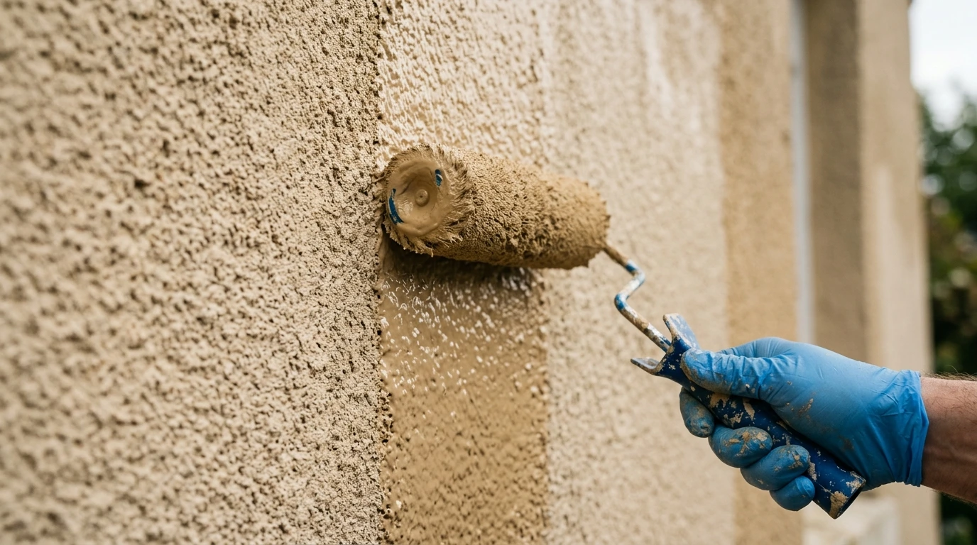 Application de peinture siloxane sur un mur extérieur