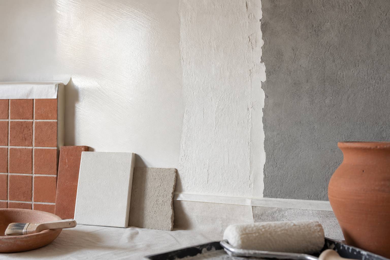 Éponge et peinture lessivable pour nettoyer un mur de cuisine sans l abîmer