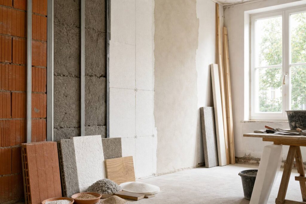 Isolation des murs par l intérieur avec panneaux de laine minérale posés sur ossature
