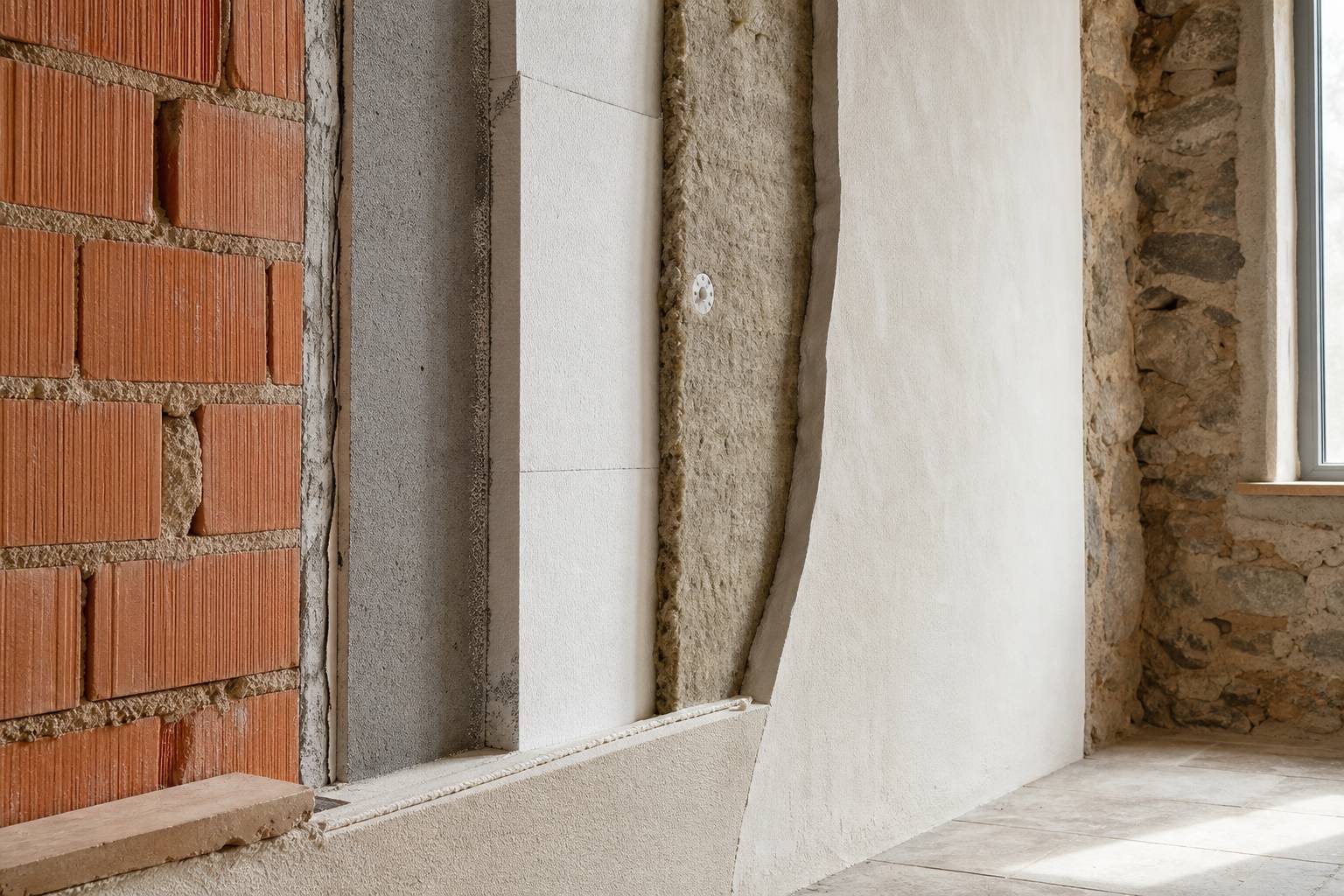 Rouleau de laine de verre déroulé pour isolation thermique des murs intérieurs