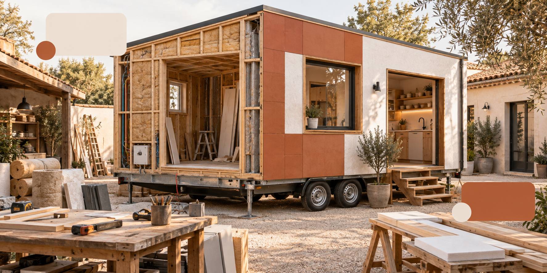 Illustration éditoriale du sujet : Tiny house : prix réel, du modèle nu au clé en main