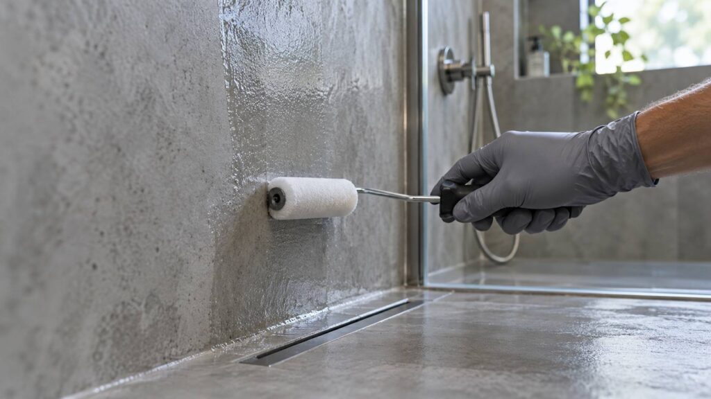 Illustration de détail sur le sujet : Béton ciré salle de bain : étanchéité, pose et entretien